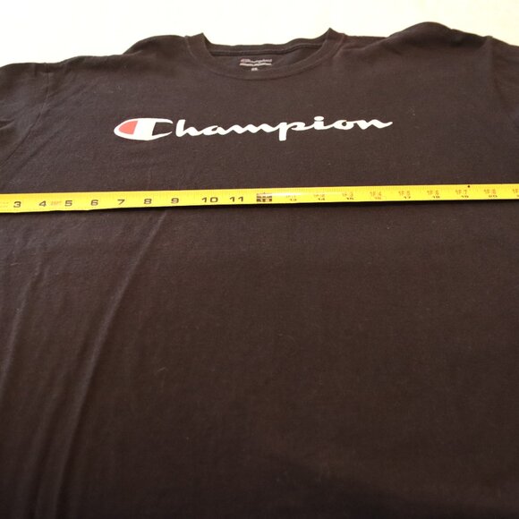 Champion Black Short Sleeve Logo Tee 100% Cotton Men's 1XL - Picture 3 of 7